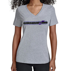 Utah Jazz Starter Women's Team Stripe V-Neck T-Shirt Gray