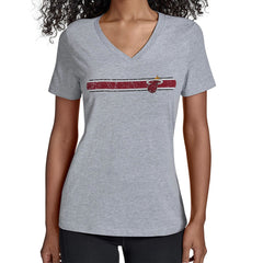 Miami Heat Starter Women's Team Stripe V-Neck T-Shirt Gray