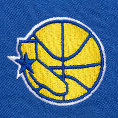 Golden State Warriors Hardwood Classics Old School Stacked Text Snapback Hat for sale Royal | Mitchell & Ness for sale