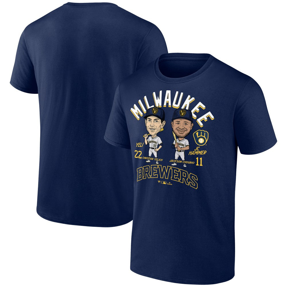 Jackson Chourio & Christian Yelich Milwaukee Brewers Player Duo T-Shirt - Navy - MLB on Sale