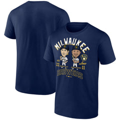 Jackson Chourio & Christian Yelich Milwaukee Brewers Player Duo T-Shirt - Navy - MLB on Sale