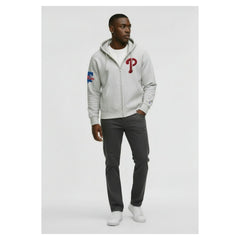 Philadelphia Phillies Champion Reverse Weave Chenille Full-Zip Hoodie - Gray - MLB Lifestyle