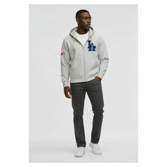 Los Angeles Dodgers Champion Reverse Weave Chenille Full-Zip Hoodie - Gray - MLB Online