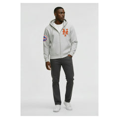 New York Mets Champion Reverse Weave Chenille Full-Zip Hoodie - Gray - MLB Sale
