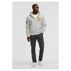 Pittsburgh Pirates Champion Reverse Weave Chenille Full-Zip Hoodie - Heather Gray - MLB Sale