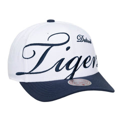 Detroit Tigers Mitchell & Ness Unisex XL Script Pro Crown Snapback Hat - White/Navy - Mitchell & Ness Sale