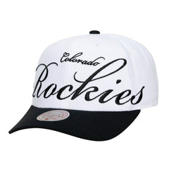 Colorado Rockies Mitchell & Ness Unisex XL Script Pro Crown Snapback Hat - White/Black - Mitchell & Ness Sale