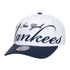 New York Yankees Mitchell & Ness Unisex XL Script Pro Crown Adjustable Hat - White/Navy - Mitchell & Ness Discount