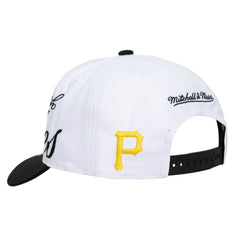 Pittsburgh Pirates Mitchell & Ness Unisex XL Script Pro Crown Adjustable Hat - White/Black - Mitchell & Ness Lifestyle