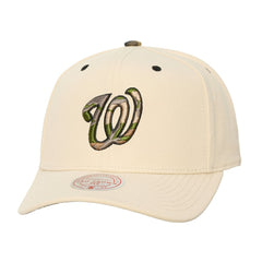 Washington Nationals Mitchell & Ness Unisex Camo Logo Pro Crown Snapback Hat - Cream - Mitchell & Ness Discount