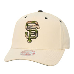 San Francisco Giants Mitchell & Ness Unisex Camo Logo Pro Crown Snapback Hat - Cream - Mitchell & Ness Lifestyle