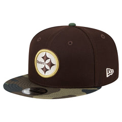 Pittsburgh Steelers Adult Burnt Wood Camo 9FIFTY Snapback Hat Dark Brown