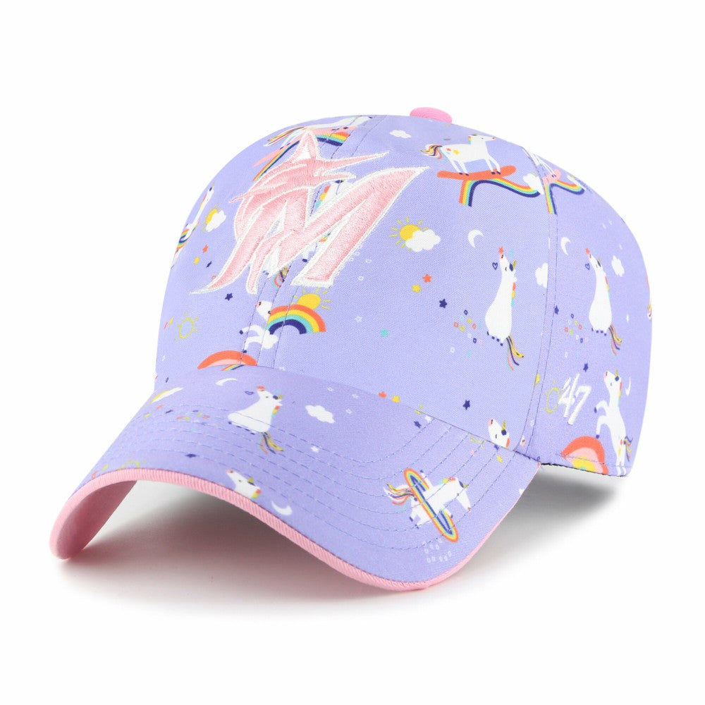 Miami Marlins '47 Girls Youth Unicorn Clean Up Adjustable Hat - Lavender - 47 brand Discount