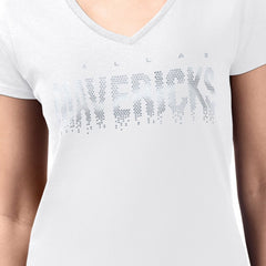 Dallas Mavericks G-III 4Her by Carl Banks Women's Super-Slim-Fit Metallic Drop Lightweight V-Neck T-Shirt White