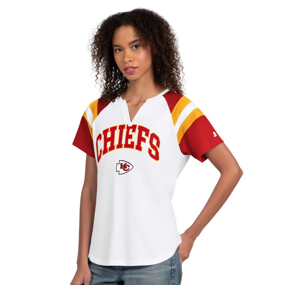 Kansas City Chiefs Starter Women's Game On Notch Neck T-Shirt White