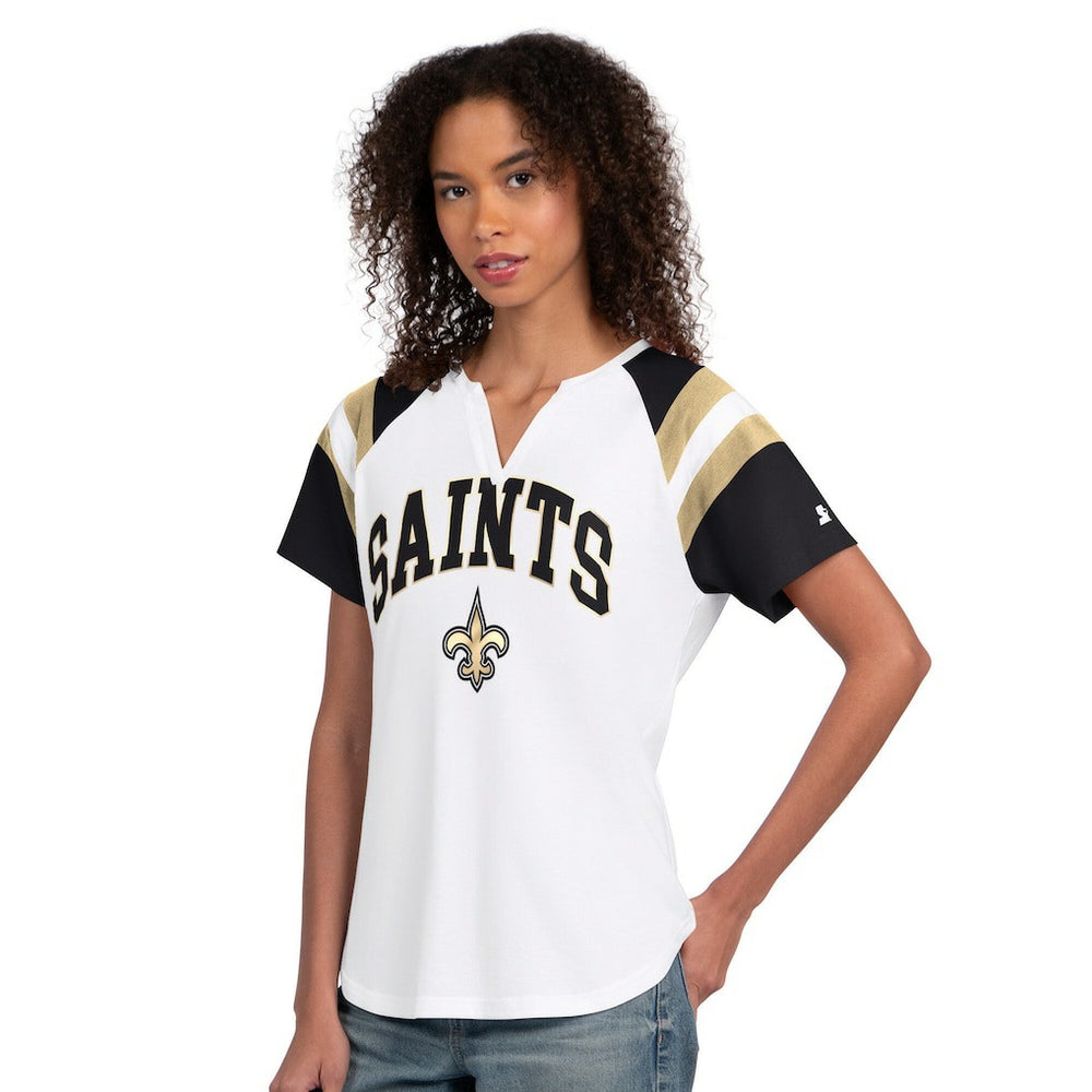 New Orleans Saints Starter Women's Game On Notch Neck T-Shirt White