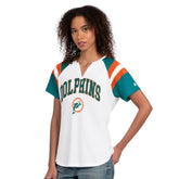 Miami Dolphins Starter Women's Game On Notch Neck T-Shirt White