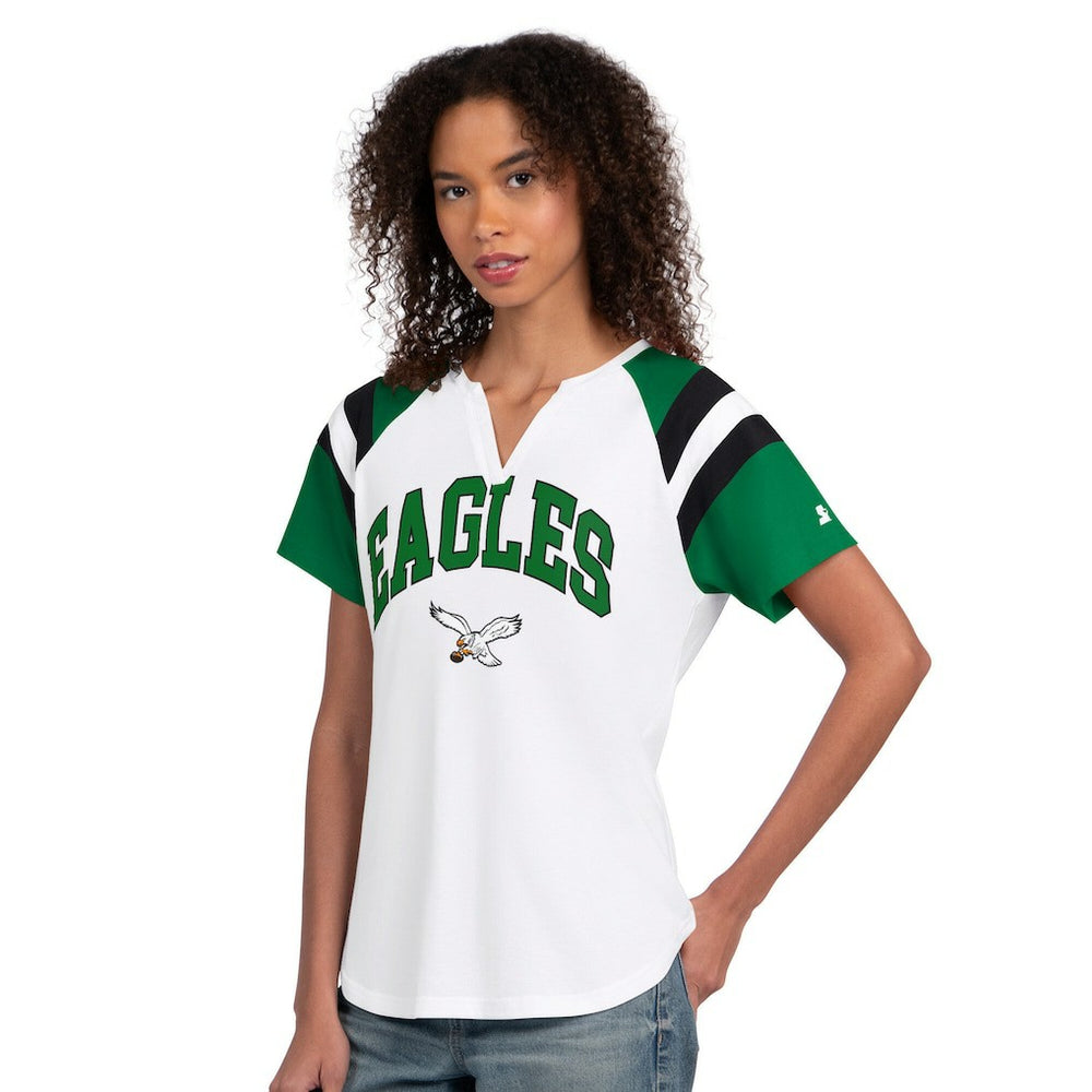 Philadelphia Eagles Starter Women's Game On Notch Neck T-Shirt White