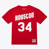 Hakeem Olajuwon Houston Rockets Unisex Hardwood Classics Name & Number T-Shirt for sale Red | Mitchell & Ness Lifestyle