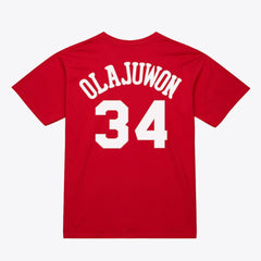 Hakeem Olajuwon Houston Rockets Unisex Hardwood Classics Name & Number T-Shirt for sale Red | Mitchell & Ness Lifestyle
