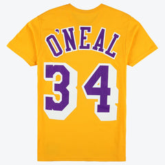 Shaquille O'Neal Los Angeles Lakers Unisex Hardwood Classics Name & Number T-Shirt Gold | Mitchell & Ness discount