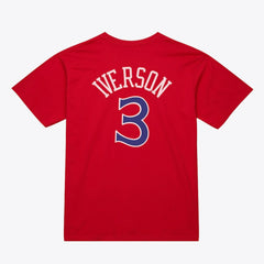 Allen Iverson Philadelphia 76ers Unisex Hardwood Classics Name & Number T-Shirt Red | Mitchell & Ness for sale