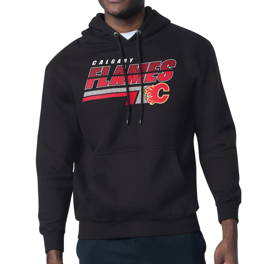 Calgary Flames Starter Logo Push Fleece Hoodie - Black - NHL 203500308