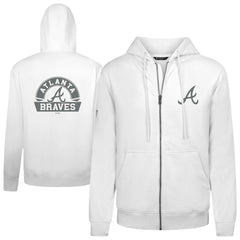 Atlanta Braves Levelwear Podium Chenille Logo Full-Zip Hoodie - White - MLB Discount