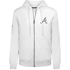 Atlanta Braves Levelwear Podium Chenille Logo Full-Zip Hoodie - White - MLB Discount