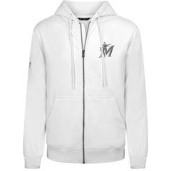 Miami Marlins Levelwear Podium Chenille Logo Full-Zip Hoodie - White - MLB Discount