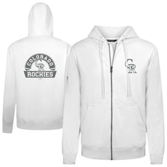 Colorado Rockies Levelwear Podium Chenille Logo Full-Zip Hoodie - White - MLB Sale