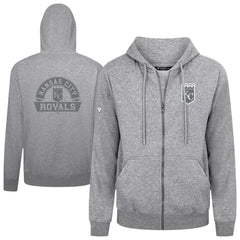 Kansas City Royals Levelwear Podium Chenille Logo Full-Zip Hoodie - Heather Gray - MLB Online