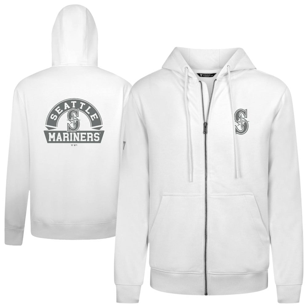 Seattle Mariners Levelwear Podium Banner Arch Full-Zip Hoodie - White - MLB Discount