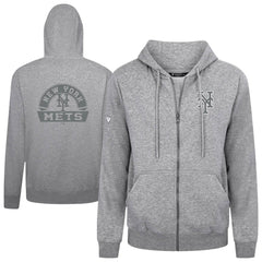 New York Mets Levelwear Podium Banner Arch Full-Zip Hoodie - Heather Gray - MLB Discount