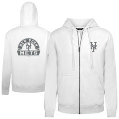 New York Mets Levelwear Podium Banner Arch Full-Zip Hoodie - White - MLB on Sale