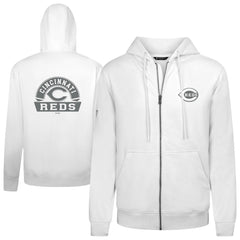 Cincinnati Reds Levelwear Podium Banner Arch Full-Zip Hoodie - White - MLB Sale