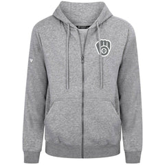 Milwaukee Brewers Levelwear Podium Banner Arch Full-Zip Hoodie - Heather Gray - MLB Sale