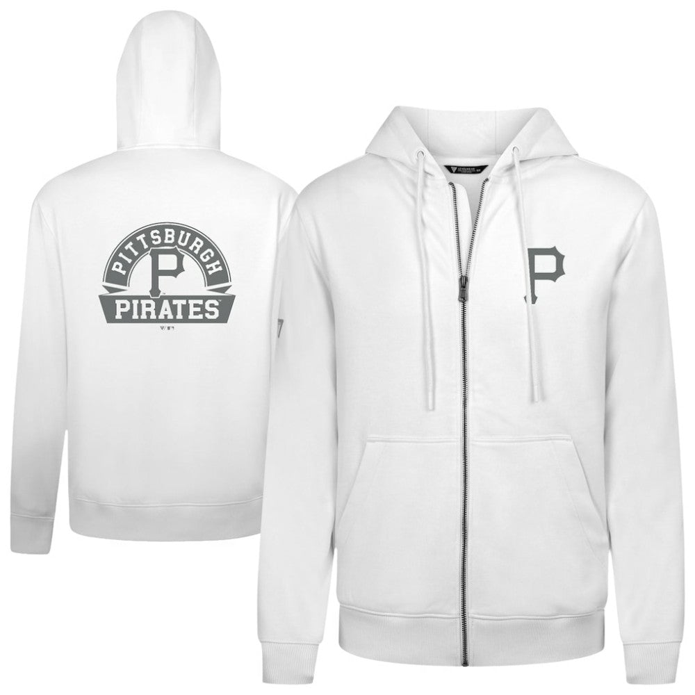 Pittsburgh Pirates Levelwear Podium Banner Arch Full-Zip Hoodie - White - MLB on Sale