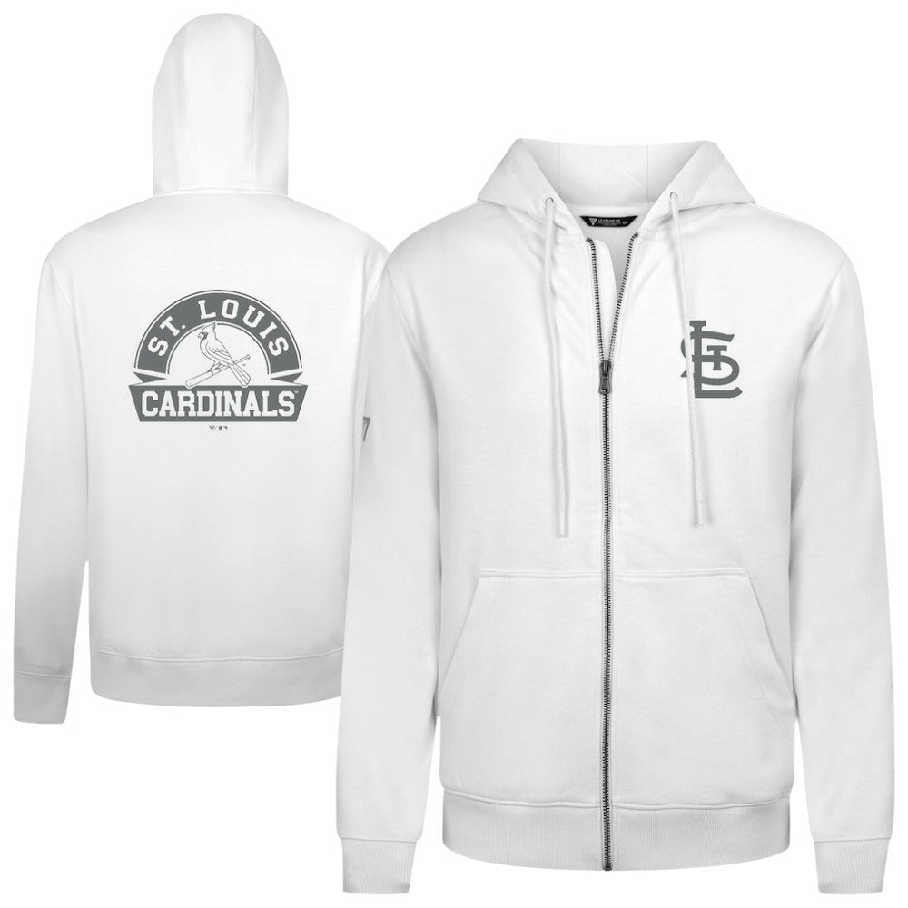 St. Louis Cardinals Levelwear Podium Banner Arch Full-Zip Hoodie - White - MLB Discount