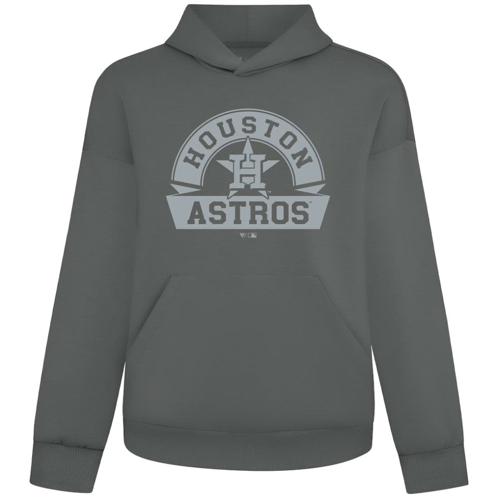 Houston Astros Levelwear Luxe Signature Banner Arch Tri-Blend Hoodie - Gray - MLB Discount