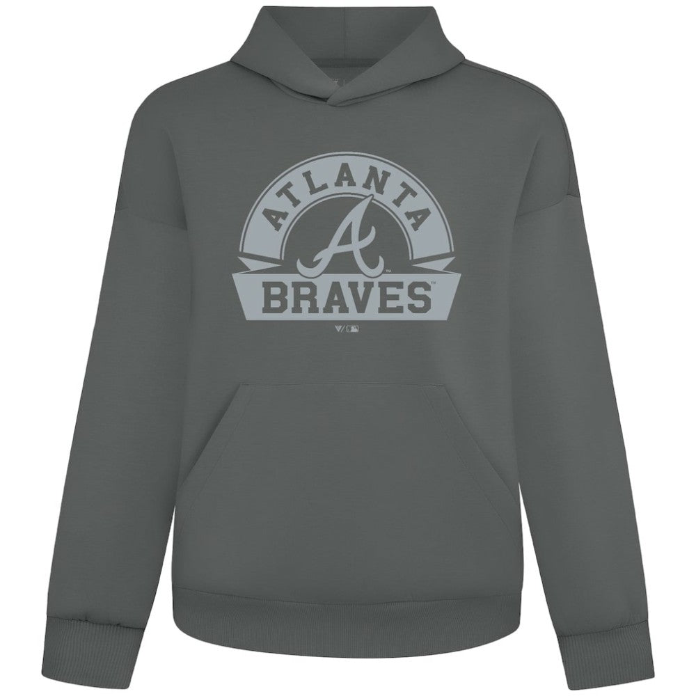 Atlanta Braves Levelwear Luxe Signature Banner Arch Tri-Blend Hoodie - Gray - MLB Lifestyle
