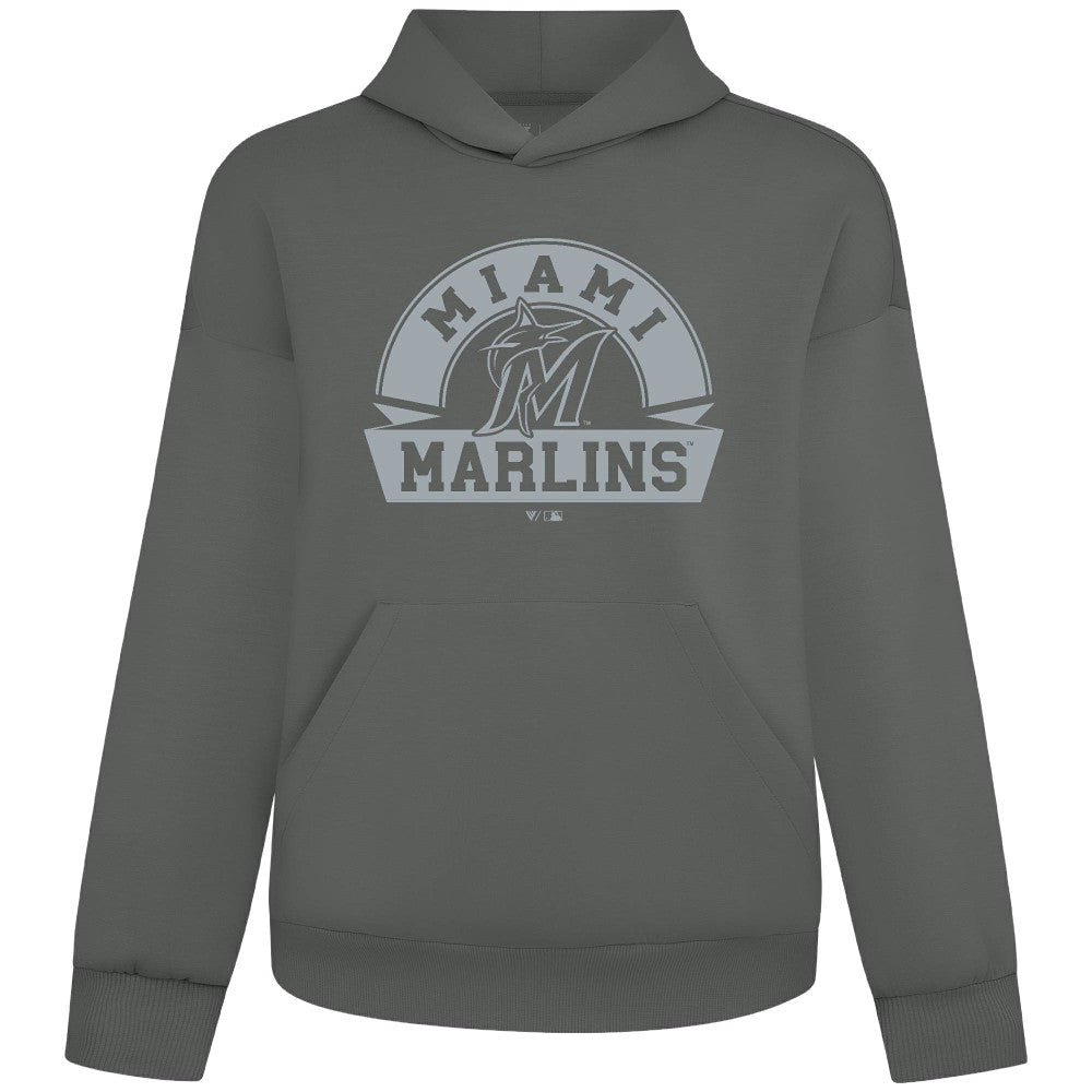 Miami Marlins Levelwear Luxe Signature Banner Arch Tri-Blend Hoodie - Gray - MLB Online