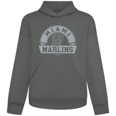 Miami Marlins Levelwear Luxe Signature Banner Arch Tri-Blend Hoodie - Gray - MLB Online