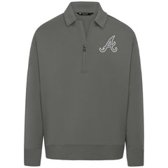 Atlanta Braves Levelwear Luxe Signature Quarter-Zip Chenille Logo Tri-Blend Sweatshirt - Gray - MLB Sale