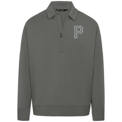 Pittsburgh Pirates Levelwear Luxe Signature Quarter-Zip Chenille Logo Tri-Blend Sweatshirt - Gray - MLB Sale