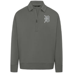 Detroit Tigers Levelwear Luxe Signature Quarter-Zip Chenille Logo Tri-Blend Sweatshirt - Gray - MLB Lifestyle