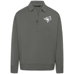 Toronto Blue Jays Levelwear Luxe Signature Quarter-Zip Chenille Logo Tri-Blend Sweatshirt - Gray - MLB Discount