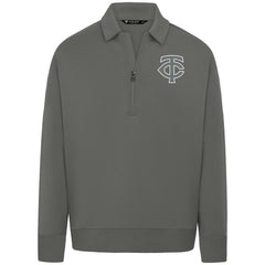Minnesota Twins Levelwear Luxe Signature Quarter-Zip Chenille Logo Tri-Blend Sweatshirt - Gray - MLB on Sale