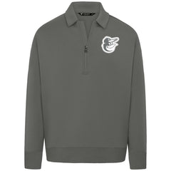 Baltimore Orioles Levelwear Luxe Signature Quarter-Zip Chenille Logo Tri-Blend Sweatshirt - Gray - MLB Online
