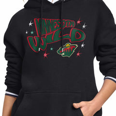 Minnesota Wild Starter Women's Fireworks Fleece Hoodie - Black - NHL 203500697